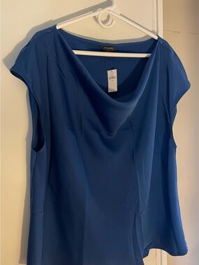 Banana Republic Royal Blue Draped Cowl Neck Top